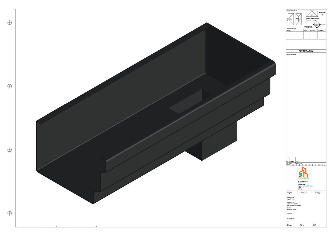 Aluminium Cranked Gutter - Type 11 - End Spout - 63 Sq