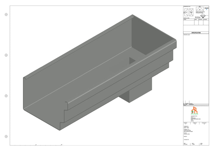 Aluminium Cranked Gutter - Type 11 - End Spout - 63 Sq