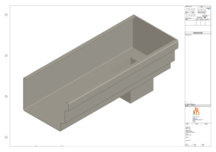 Aluminium Cranked Gutter - Type 11 - End Spout - 63 Sq