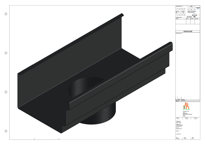 Aluminium Cranked Gutter - Type 12 - Centre Spout - 63 Dia