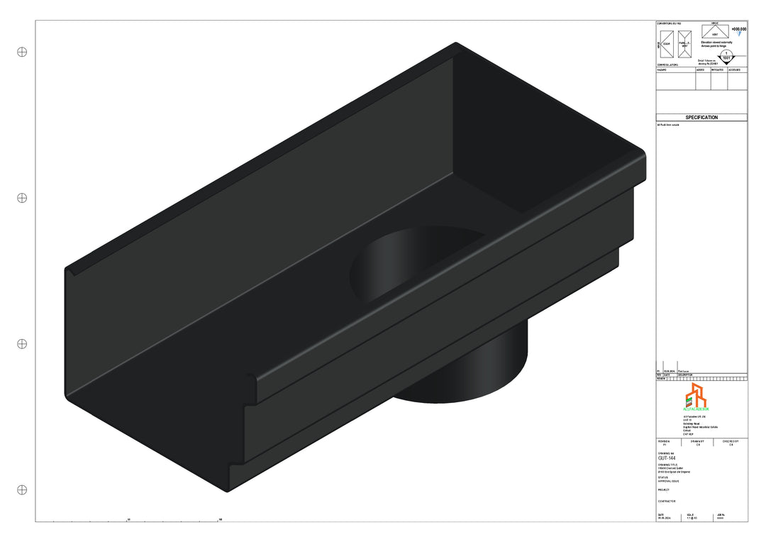 Aluminium Cranked Gutter - Type 12 - End Spout - 63 Dia