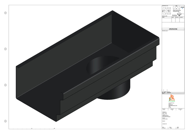 Aluminium Cranked Gutter - Type 12 - End Spout - 63 Dia