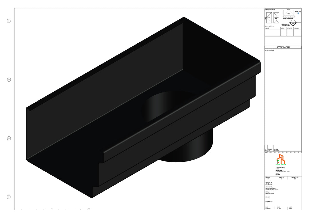Aluminium Cranked Gutter - Type 12 - End Spout - 63 Dia