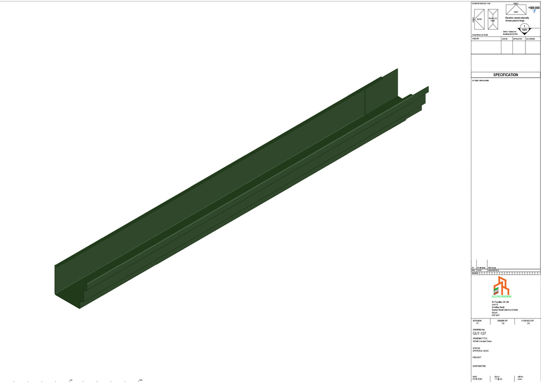 Aluminium Cranked Gutter - Type 10 - 3M Length