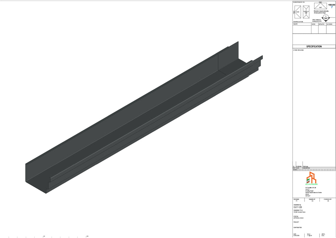 Aluminium Cranked Gutter - Type 11 - 3M Length