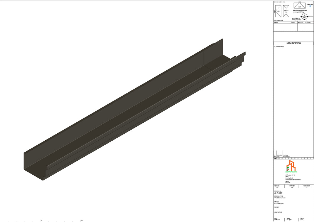 Aluminium Cranked Gutter - Type 11 - 3M Length