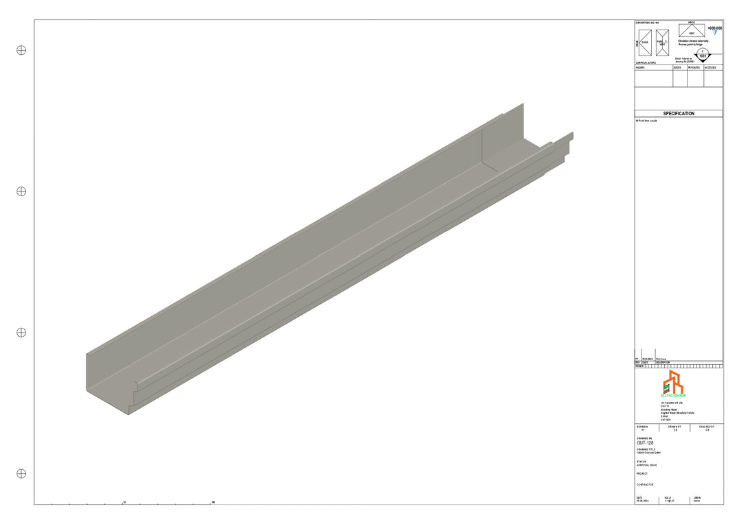Aluminium Cranked Gutter - Type 11 - 3M Length