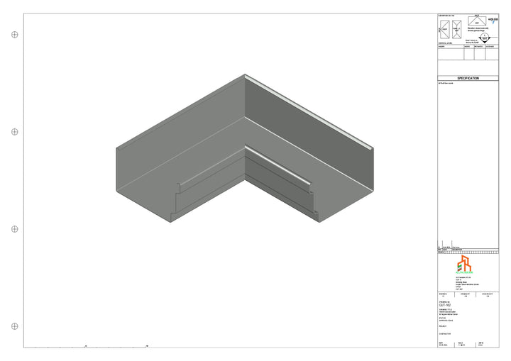 Aluminium Cranked Gutter - Type 12 - 90 Degree Int Corner