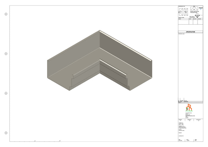 Aluminium Cranked Gutter - Type 12 - 90 Degree Int Corner