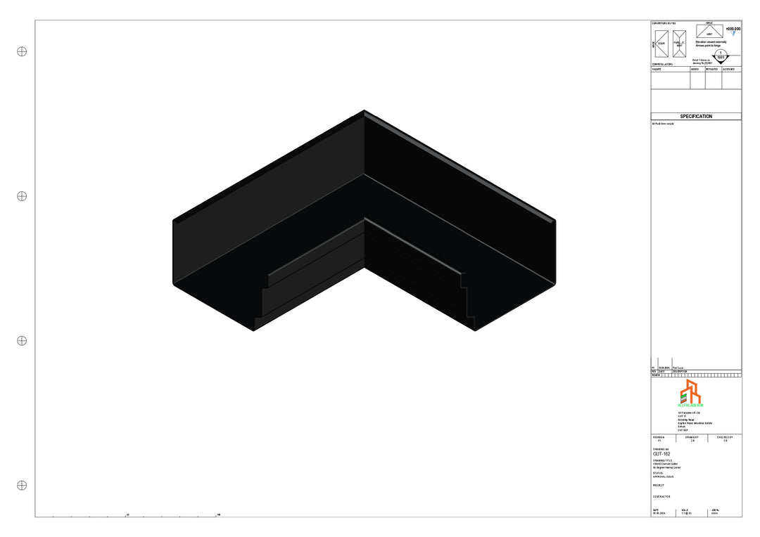 Aluminium Cranked Gutter - Type 12 - 90 Degree Int Corner