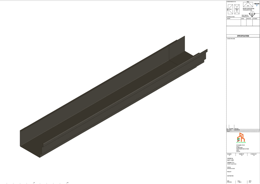 Aluminium Cranked Gutter - Type 12 - 3M Length