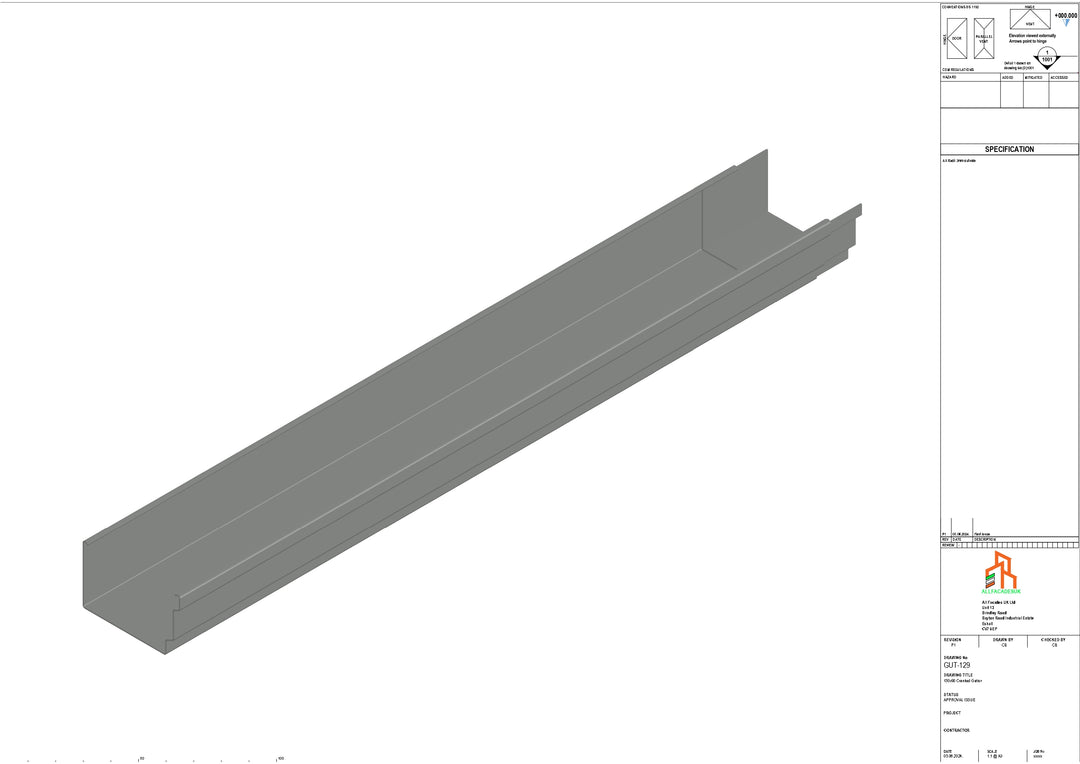 Aluminium Cranked Gutter - Type 12 - 3M Length