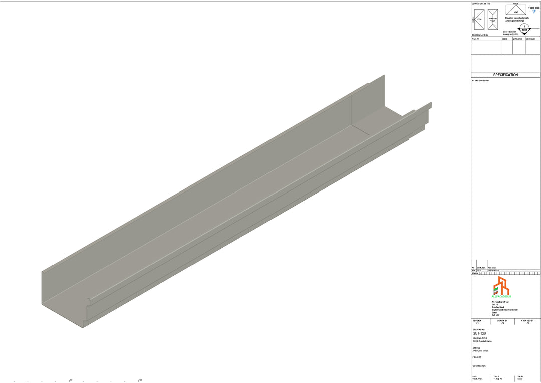 Aluminium Cranked Gutter - Type 12 - 3M Length