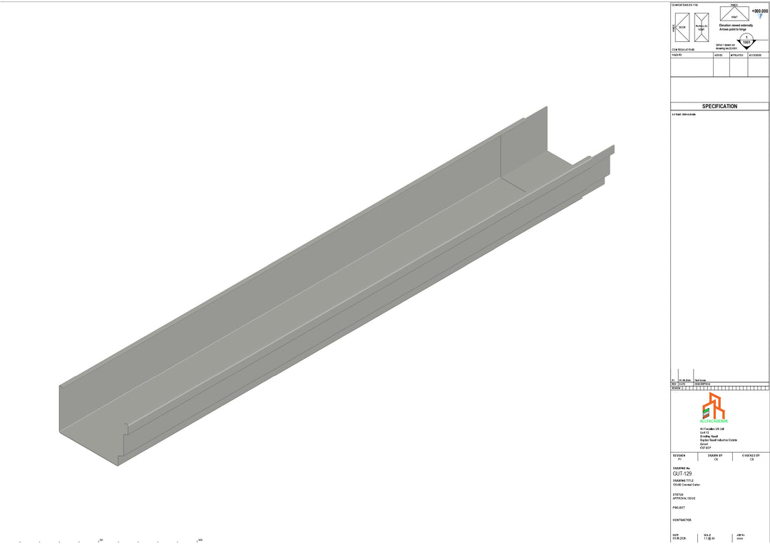 Aluminium Cranked Gutter - Type 12 - 3M Length