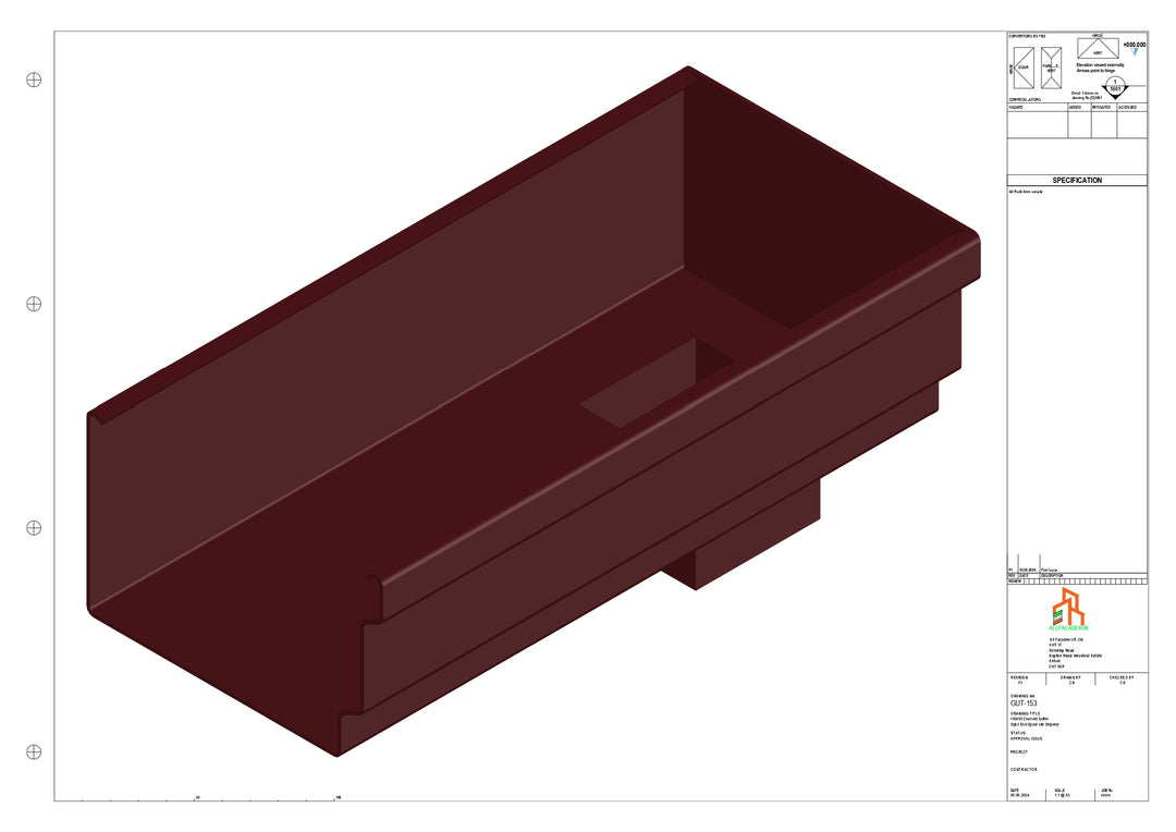 Aluminium Cranked Gutter - Type 12 - End Spout - 76 Sq