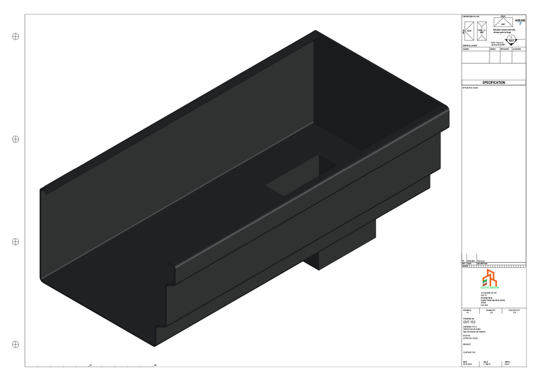 Aluminium Cranked Gutter - Type 12 - End Spout - 76 Sq