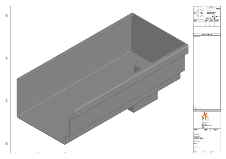 Aluminium Cranked Gutter - Type 12 - End Spout - 76 Sq