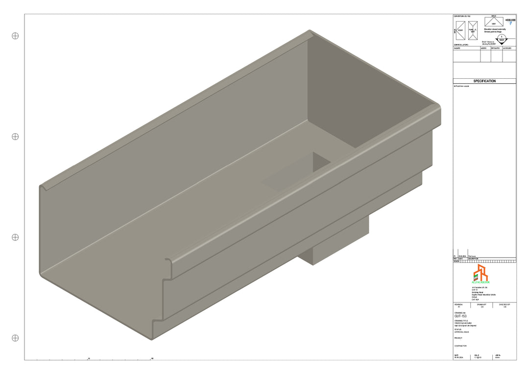 Aluminium Cranked Gutter - Type 12 - End Spout - 76 Sq