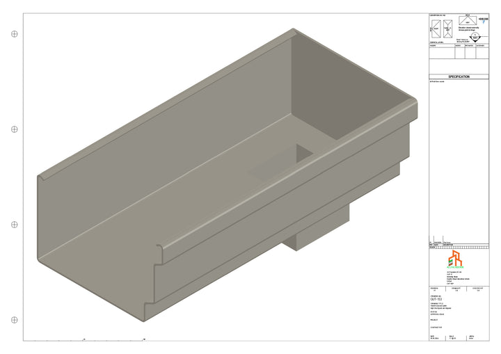 Aluminium Cranked Gutter - Type 12 - End Spout - 76 Sq