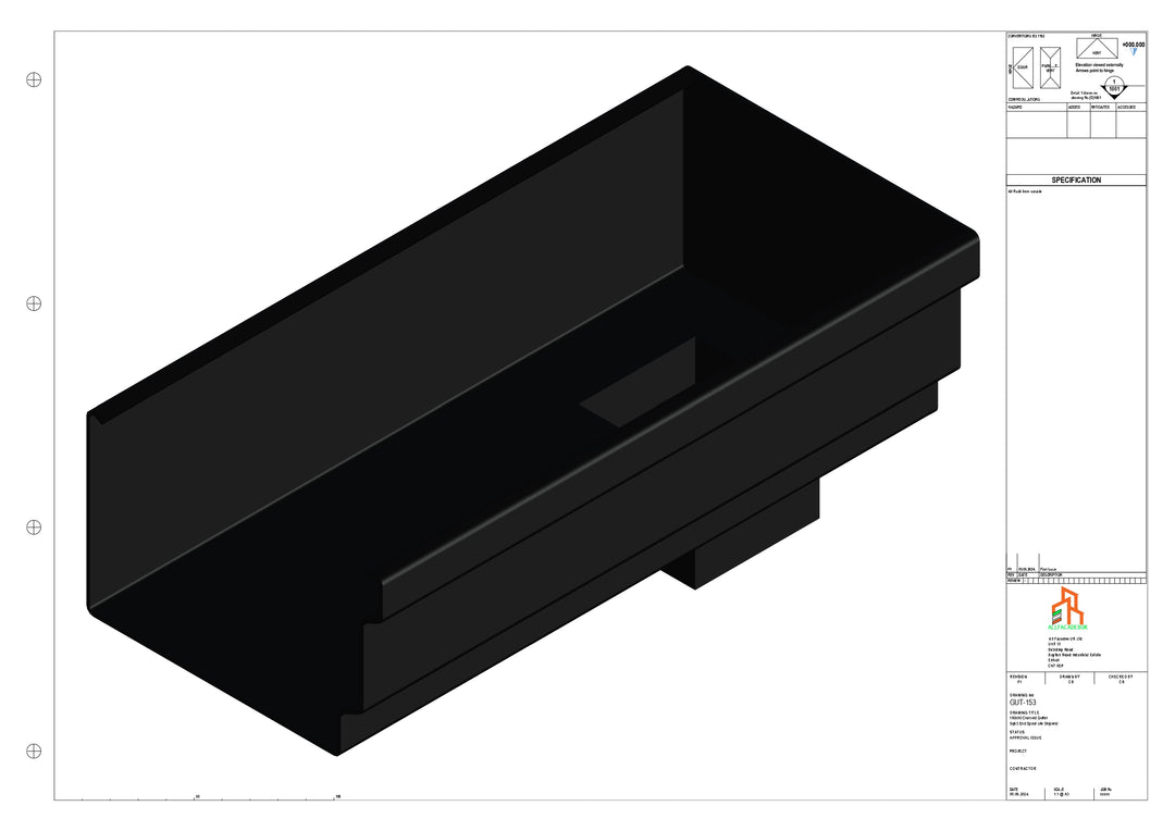 Aluminium Cranked Gutter - Type 12 - End Spout - 76 Sq