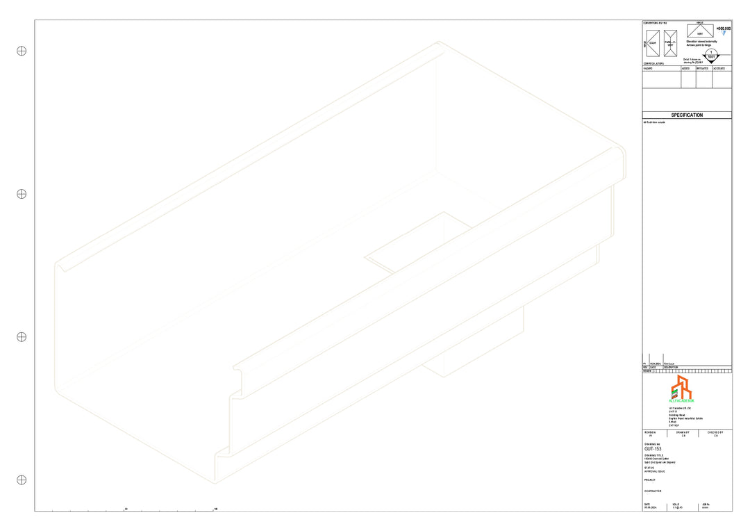 Aluminium Cranked Gutter - Type 12 - End Spout - 76 Sq