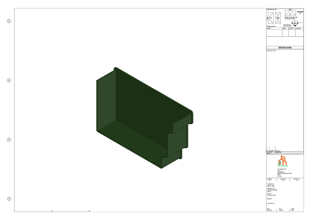 Aluminium Cranked Gutter - Type 12 - Stopend