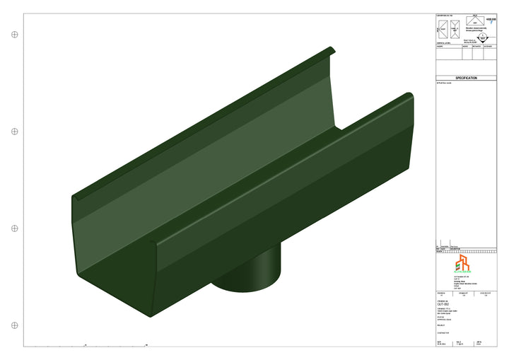 Aluminium Double Slope Gutter - Type 7 - Centre Spout - 76 Dia