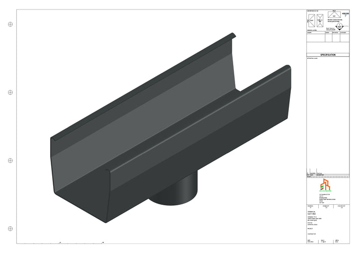 Aluminium Double Slope Gutter - Type 7 - Centre Spout - 76 Dia