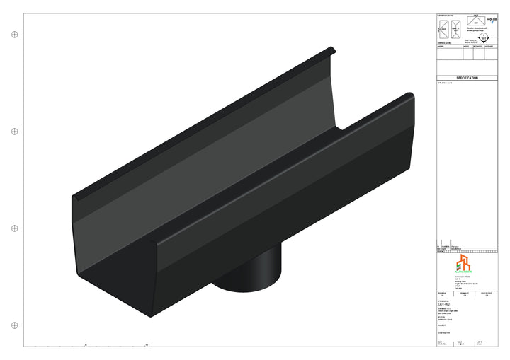 Aluminium Double Slope Gutter - Type 7 - Centre Spout - 76 Dia