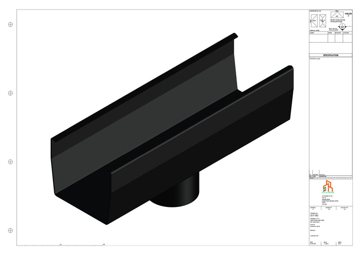 Aluminium Double Slope Gutter - Type 7 - Centre Spout - 76 Dia