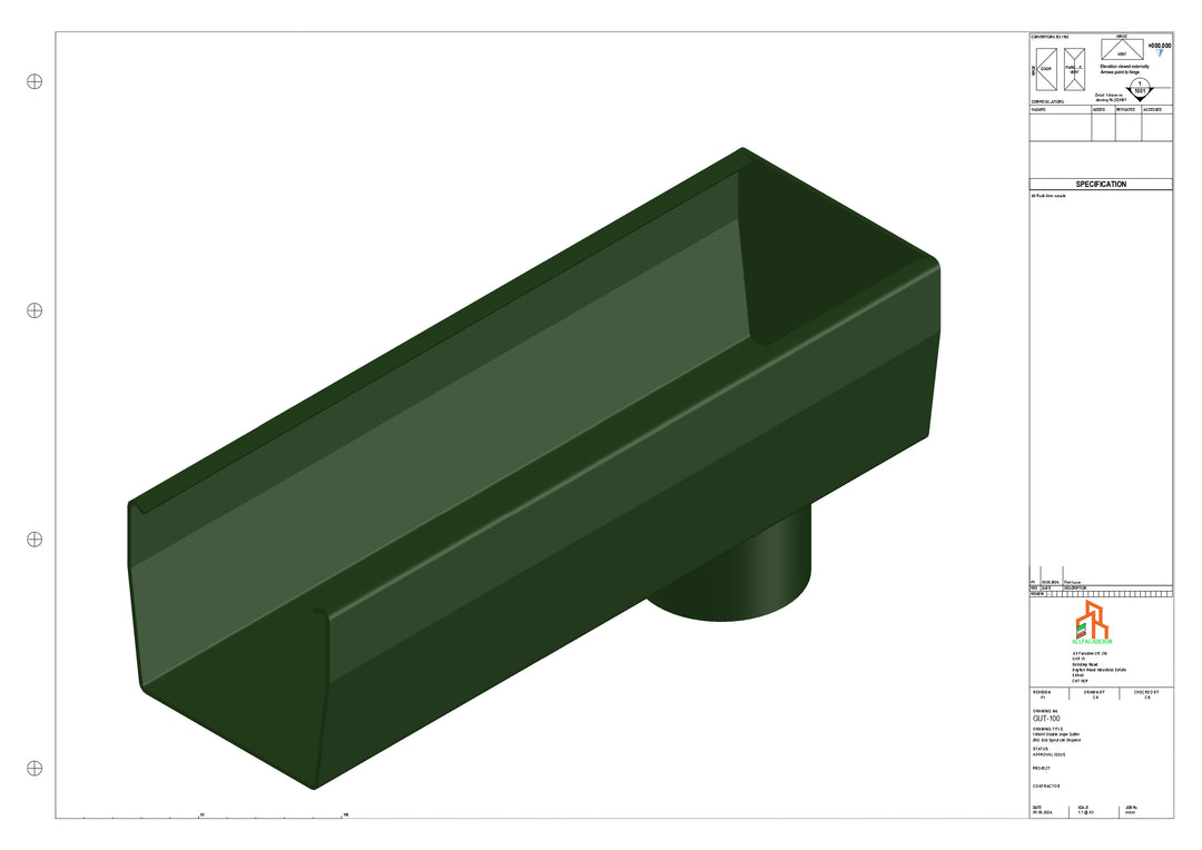 Aluminium Double Slope - Type 7 - End Spout - 63 Dia