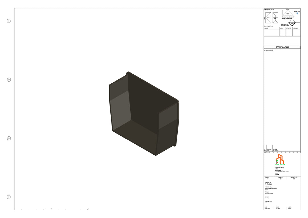 Aluminium Double Slope Gutter - Type 7 - Stopends
