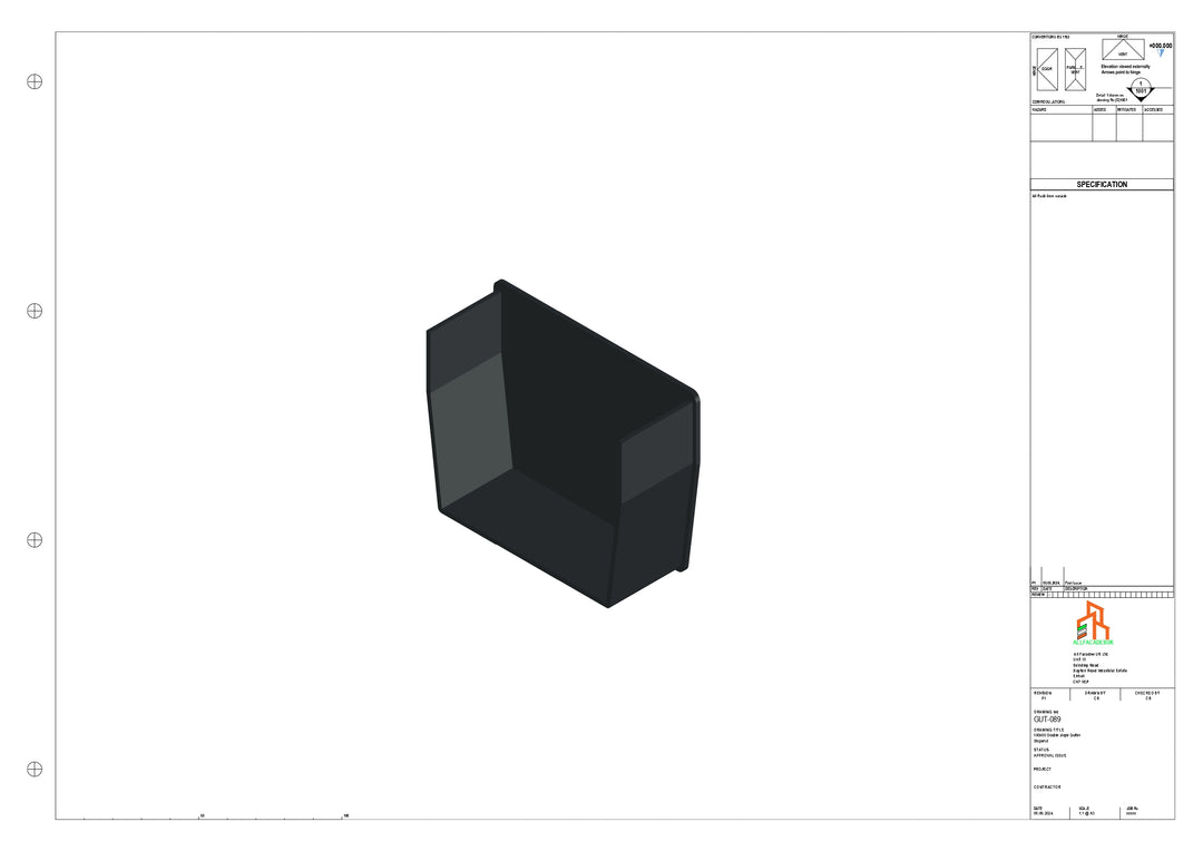Aluminium Double Slope Gutter - Type 7 - Stopends