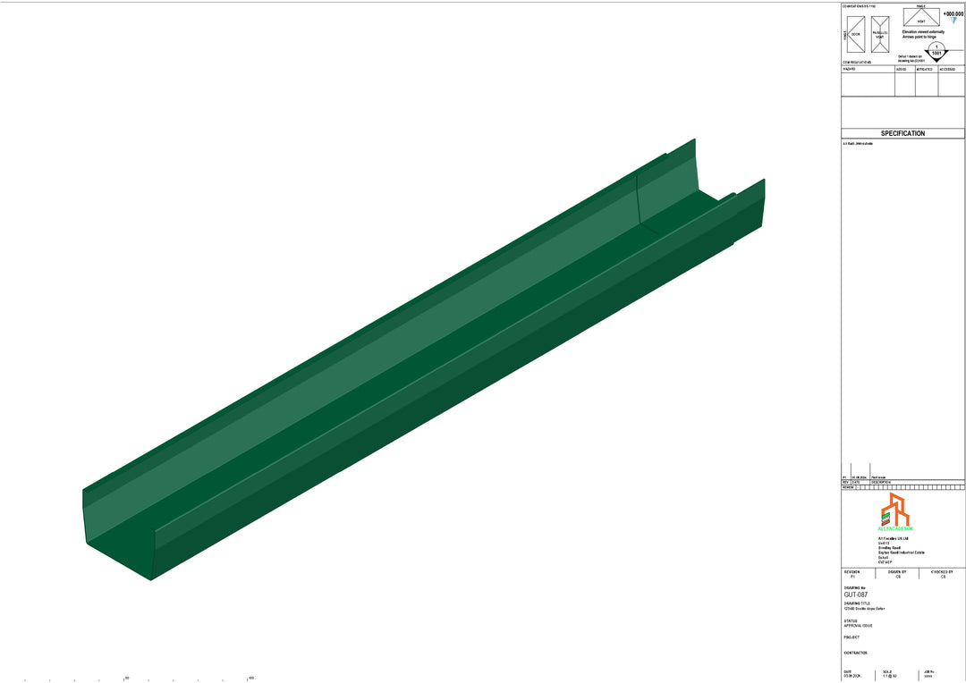 Aluminium Double Slope Gutter - Type 8 - 3M Length
