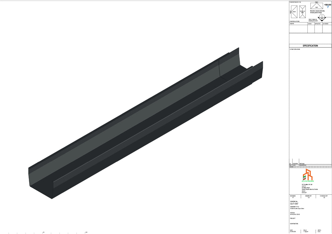 Aluminium Double Slope Gutter - Type 8 - 3M Length