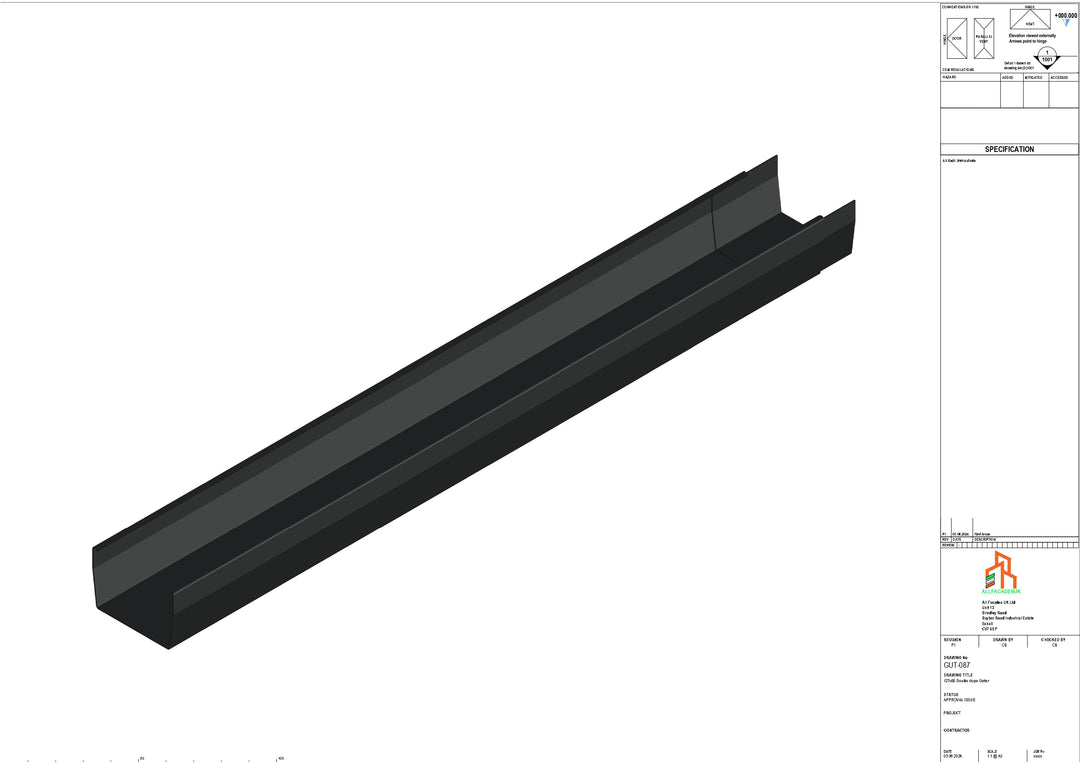 Aluminium Double Slope Gutter - Type 8 - 3M Length