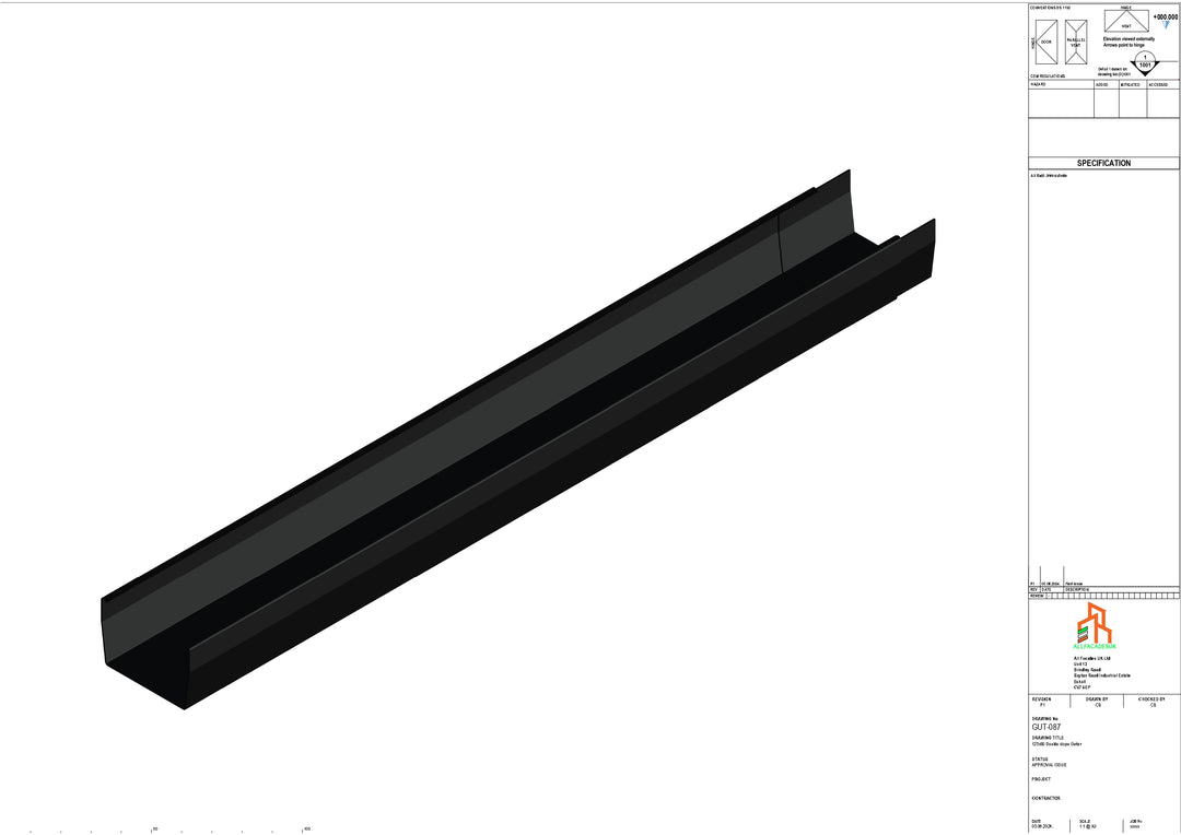 Aluminium Double Slope Gutter - Type 8 - 3M Length