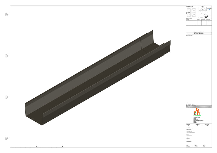 Aluminium Double Slope Gutter - Type 9 - 3M Length