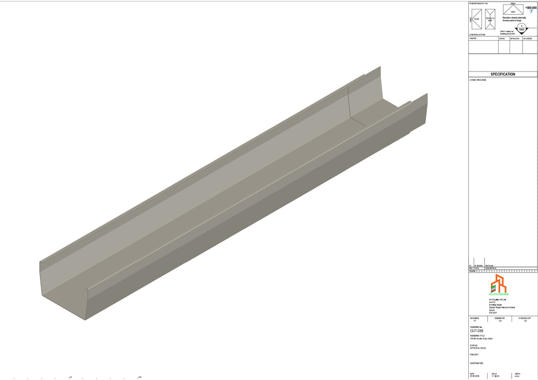 Aluminium Double Slope Gutter - Type 9 - 3M Length