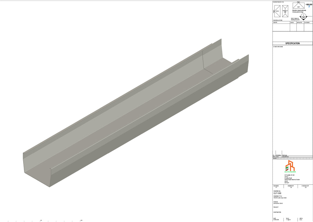 Aluminium Double Slope Gutter - Type 9 - 3M Length