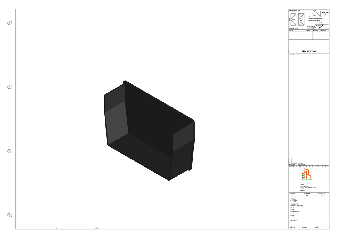 Aluminium Double Slope Gutter - Type 8 - Stopend