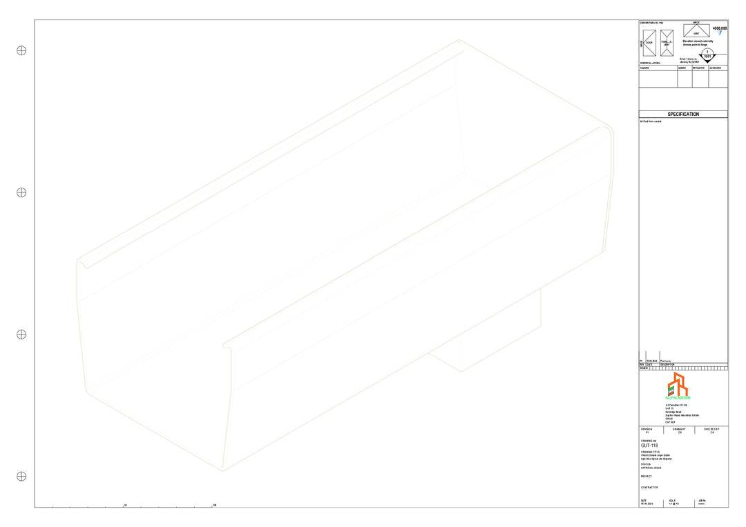 Aluminium Double Slope - Type 9 - End Spout - 76 Sq