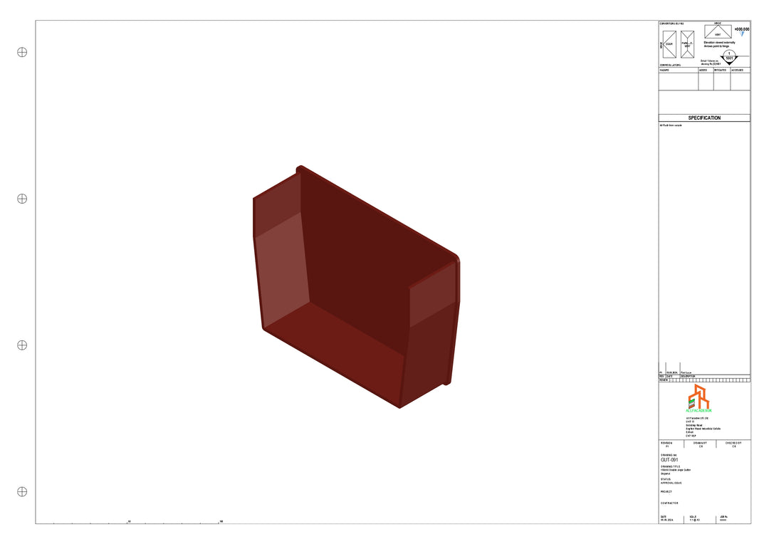 Aluminium Double Slope Gutter - Type 9 - Stopend