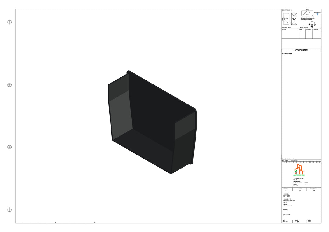 Aluminium Double Slope Gutter - Type 9 - Stopend