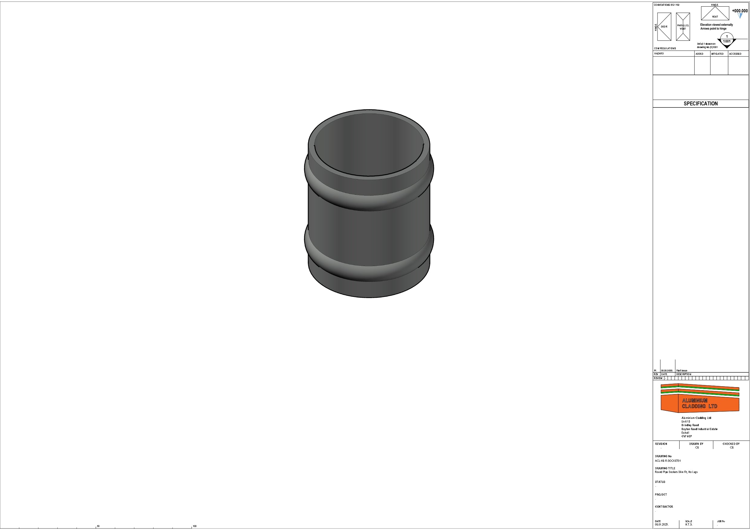Cast Aluminium Socket - Round pipe socket no lugs – Aluminium Cladding Ltd