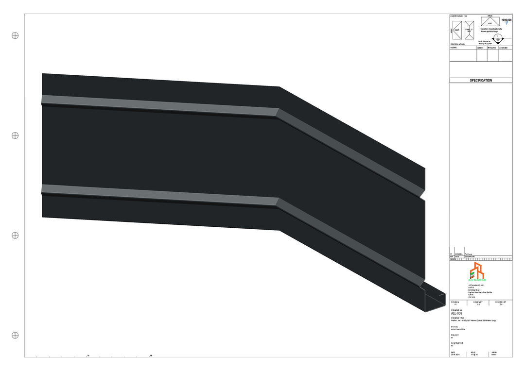 Aluminium Fascia Board 135 Int Corner 300x300mm