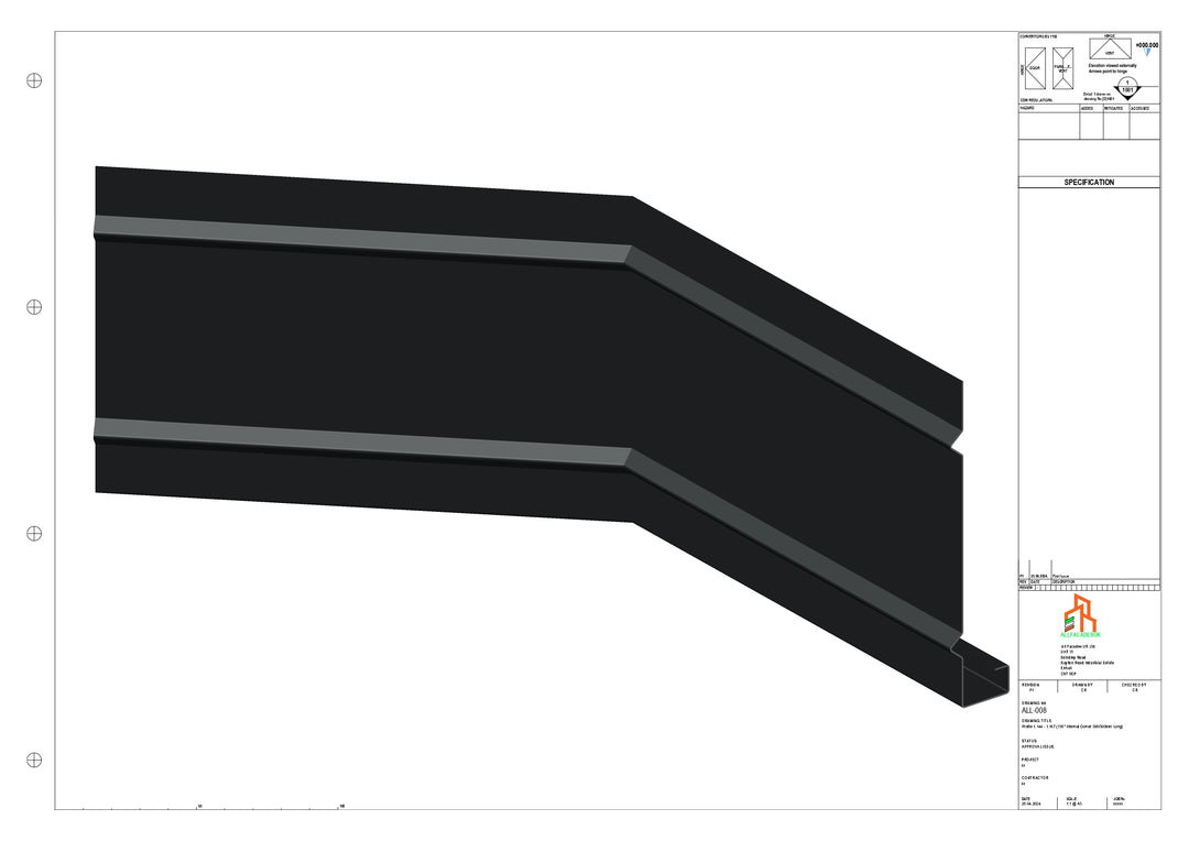 Aluminium Fascia Board 135 Int Corner 300x300mm