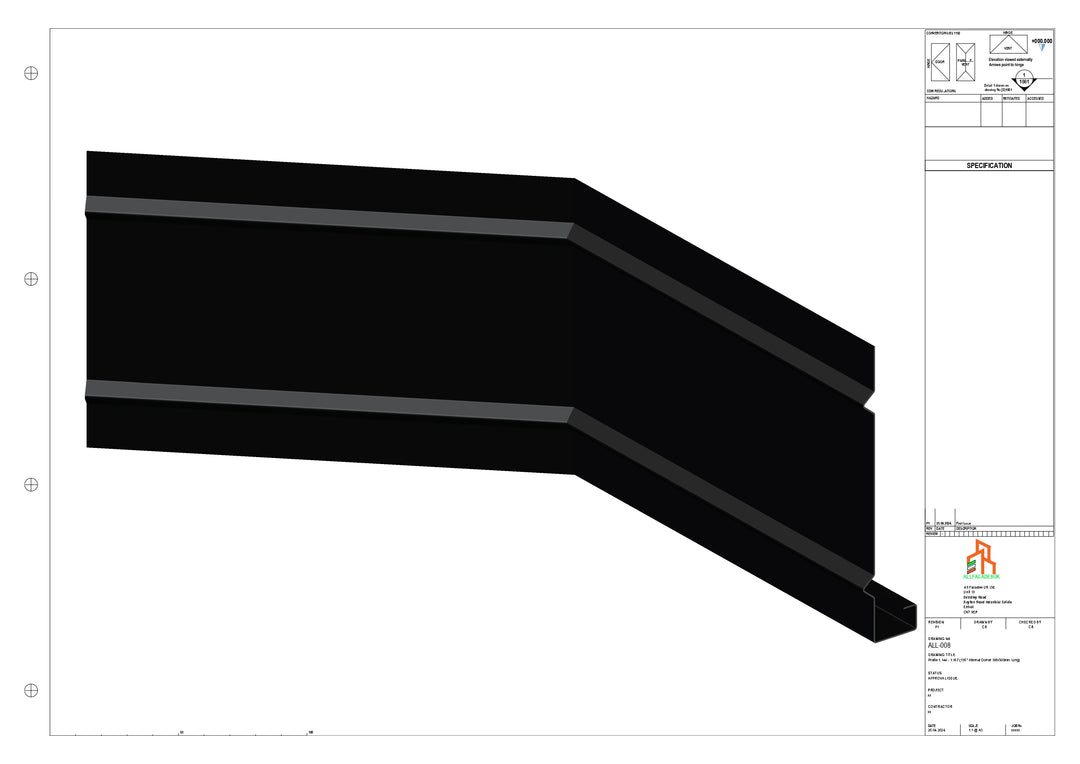 Aluminium Fascia Board 135 Int Corner 300x300mm
