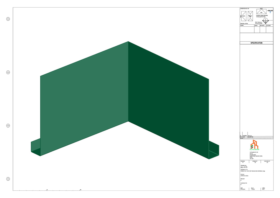Aluminium Fascia Board - Type 22 - 90 Int Corner 300x300mm