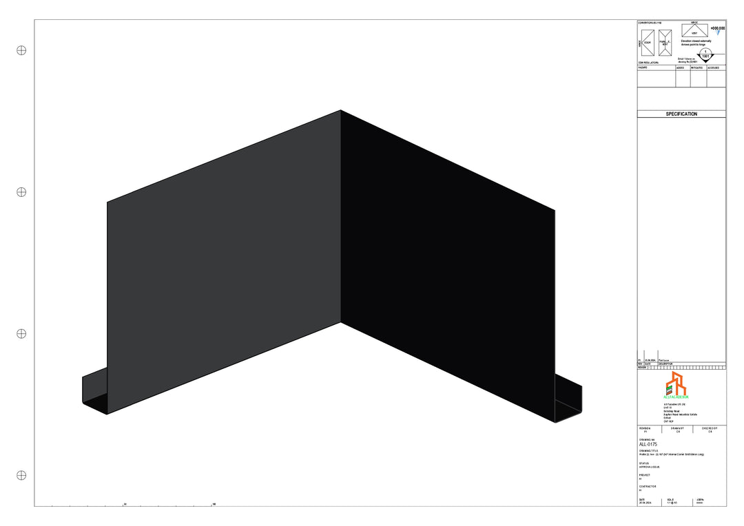 Aluminium Fascia Board - Type 22 - 90 Int Corner 300x300mm